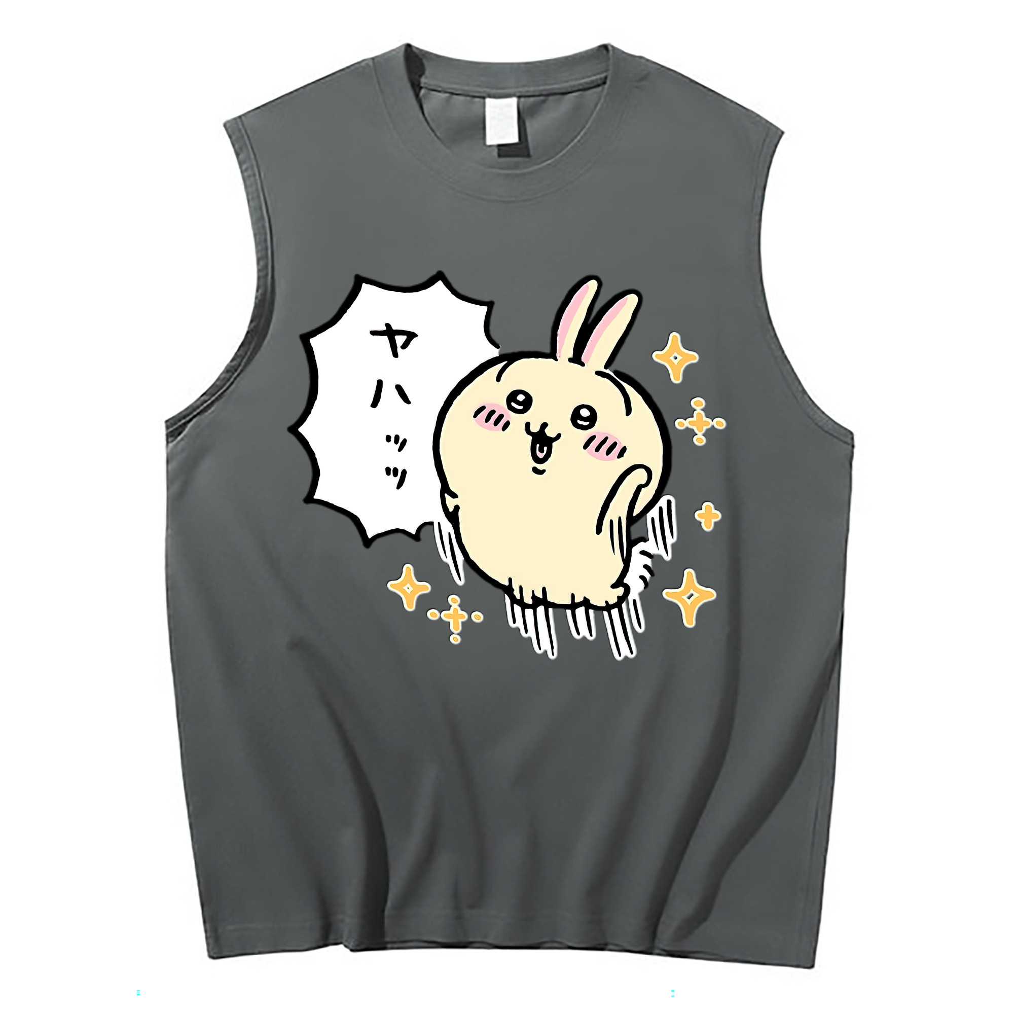 （画像用） ちいかわ うさぎ Chii-kawa usagi コットン100％タンクトップ（フロントプリント）